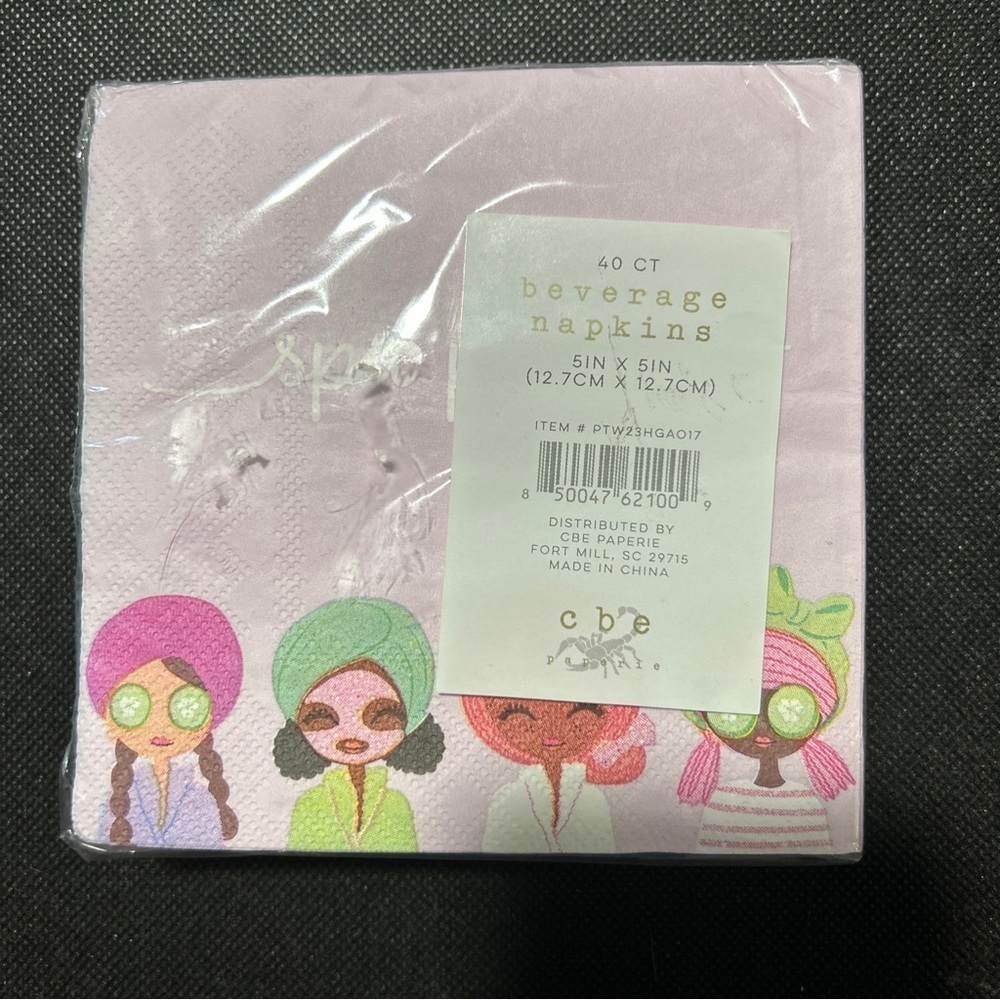 NWT CBE Paperie Spa Party Beverage Cocktail Napkins 40ct 5x5 Purple - Picture 2 of 2